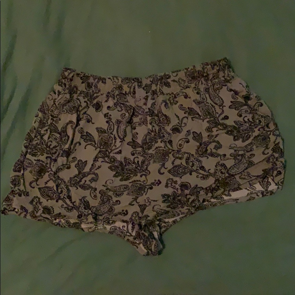 Olive green and black flowy shorts